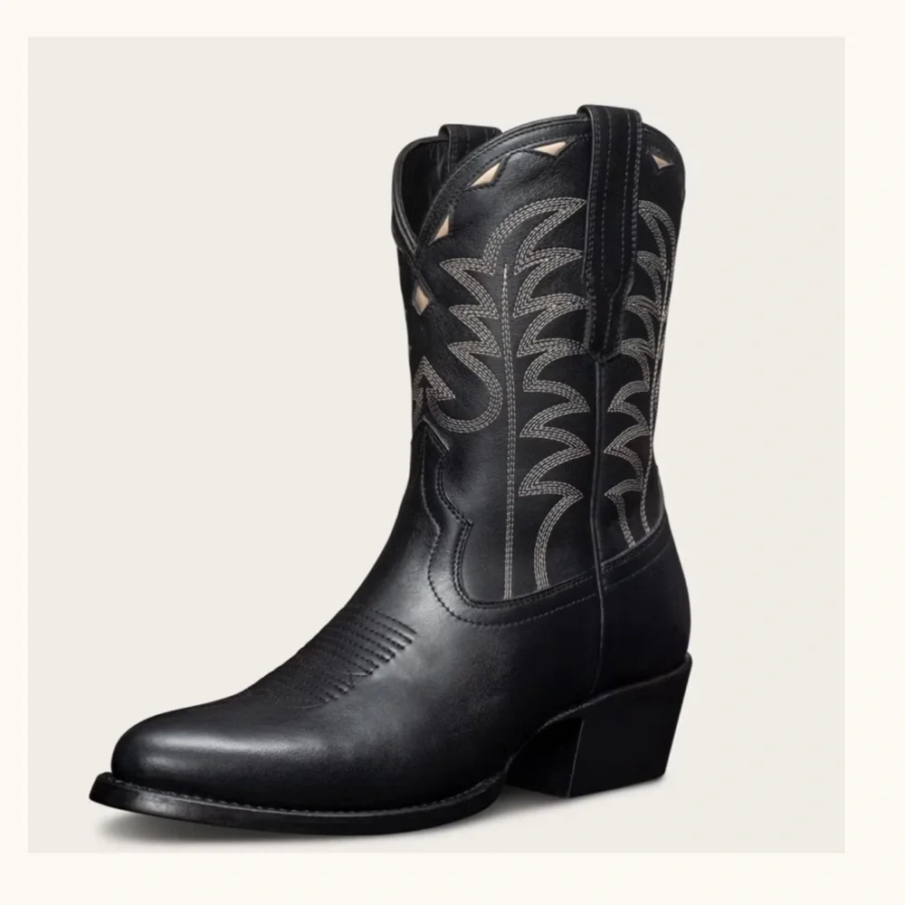 Tecovas Jolene Black Leather Cowgirl Boots - Picture 2 of 7